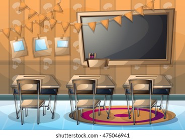 cartoon vector illustration interior classroom with separated layers in 2d graphic