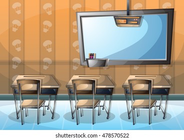 cartoon vector illustration interior classroom with separated layers in 2d graphic