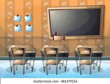 cartoon vector illustration interior classroom with separated layers in 2d graphic