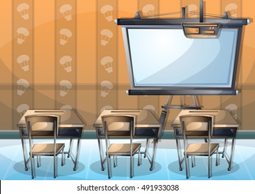 cartoon vector illustration interior classroom with separated layers in 2d graphic