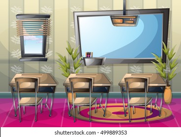 cartoon vector illustration interior classroom with separated layers in 2d graphic