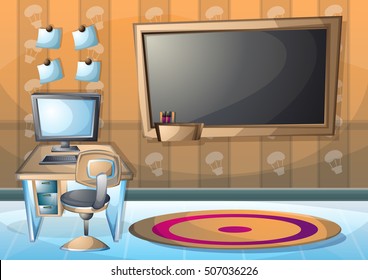cartoon vector illustration interior classroom with separated layers in 2d graphic