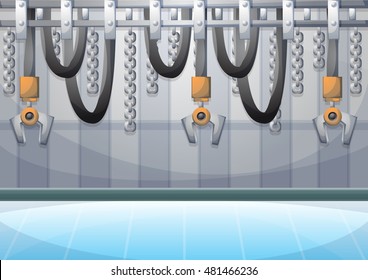 cartoon vector illustration interior factory room with separated layers in 2d graphic
