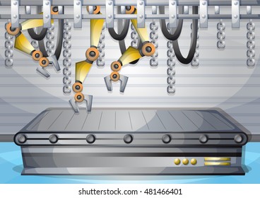 cartoon vector illustration interior factory room with separated layers in 2d graphic