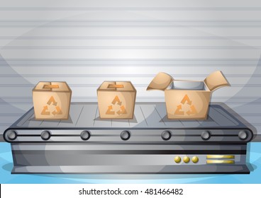 cartoon vector illustration interior factory room with separated layers in 2d graphic