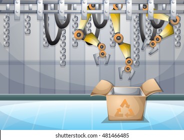 cartoon vector illustration interior factory room with separated layers in 2d graphic