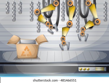 cartoon vector illustration interior factory room with separated layers in 2d graphic