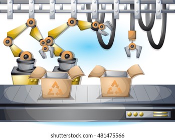 cartoon vector illustration interior factory room with separated layers in 2d graphic