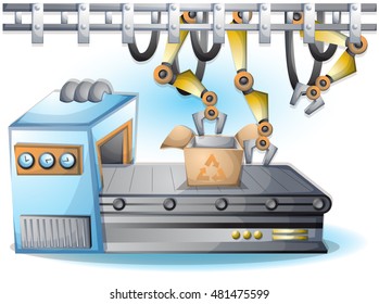 cartoon vector illustration interior factory room with separated layers in 2d graphic