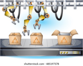cartoon vector illustration interior factory room with separated layers in 2d graphic