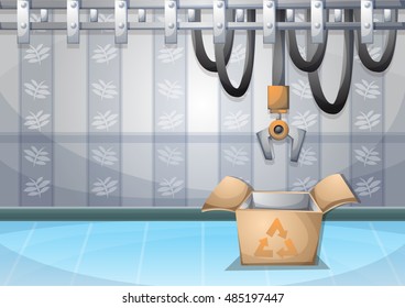 cartoon vector illustration interior factory room with separated layers in 2d graphic