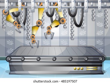 cartoon vector illustration interior factory room with separated layers in 2d graphic