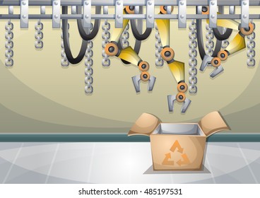 cartoon vector illustration interior factory room with separated layers in 2d graphic