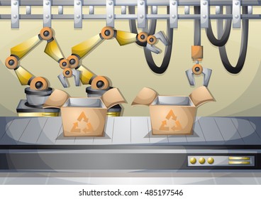 cartoon vector illustration interior factory room with separated layers in 2d graphic
