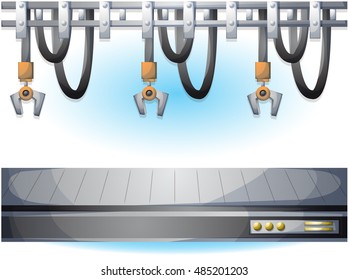 cartoon vector illustration interior factory room with separated layers in 2d graphic
