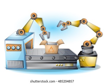 cartoon vector illustration interior factory room with separated layers in 2d graphic