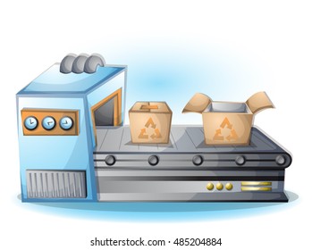 cartoon vector illustration interior factory room with separated layers in 2d graphic