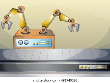 cartoon vector illustration interior factory room with separated layers in 2d graphic