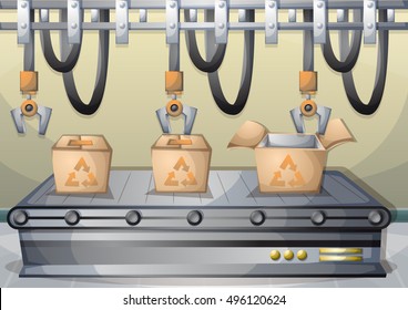 cartoon vector illustration interior factory room with separated layers in 2d graphic