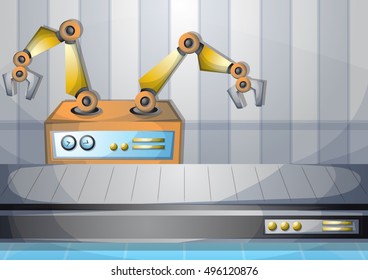 cartoon vector illustration interior factory room with separated layers in 2d graphic