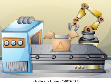 cartoon vector illustration interior factory room with separated layers in 2d graphic