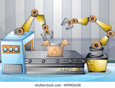 cartoon vector illustration interior factory room with separated layers in 2d graphic