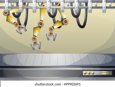 cartoon vector illustration interior factory room with separated layers in 2d graphic