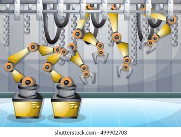 cartoon vector illustration interior factory room with separated layers in 2d graphic