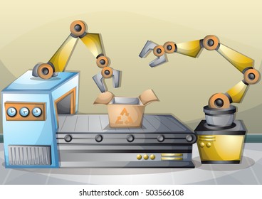 cartoon vector illustration interior factory room with separated layers in 2d graphic