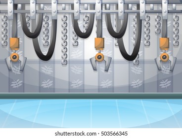 cartoon vector illustration interior factory room with separated layers in 2d graphic