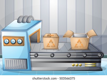 cartoon vector illustration interior factory room with separated layers in 2d graphic