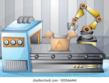 cartoon vector illustration interior factory room with separated layers in 2d graphic
