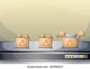 cartoon vector illustration interior factory room with separated layers in 2d graphic