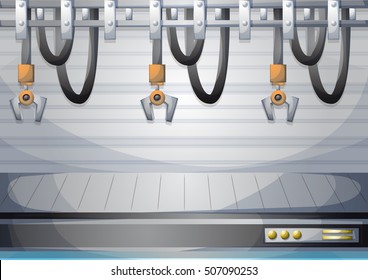 cartoon vector illustration interior factory room with separated layers in 2d graphic