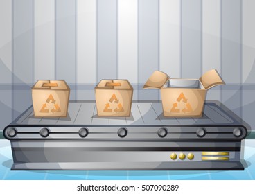 cartoon vector illustration interior factory room with separated layers in 2d graphic