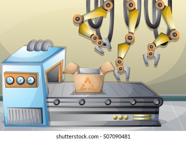 cartoon vector illustration interior factory room with separated layers in 2d graphic