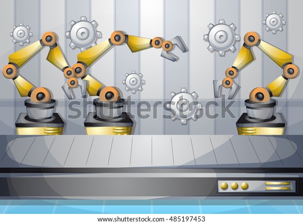 Cartoon Vector Illustration Interior Factory Room Stock Vector (Royalty ...