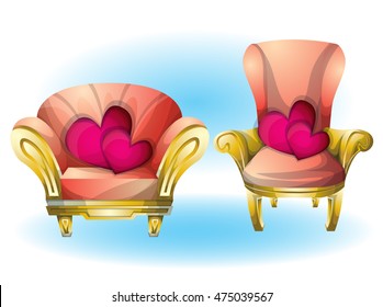 cartoon vector illustration interior Heart chair object with separated layers