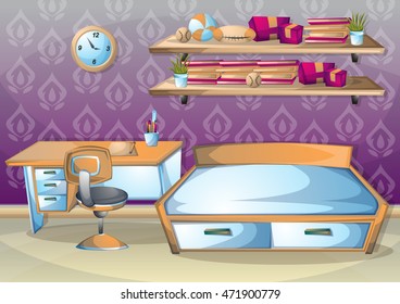 cartoon vector illustration interior kid room with separated layers in 2d graphic