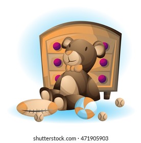 cartoon vector illustration interior kid toys object with separated layers