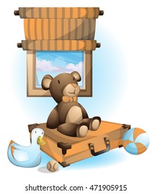 cartoon vector illustration interior kid toys object with separated layers