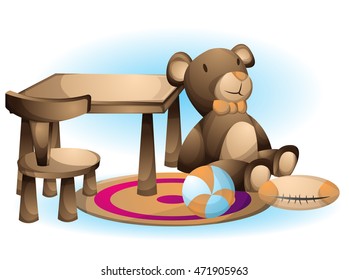 cartoon vector illustration interior kid toys object with separated layers