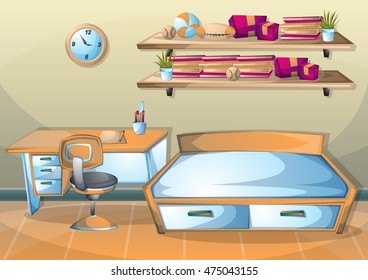 cartoon vector illustration interior kid room with separated layers in 2d graphic