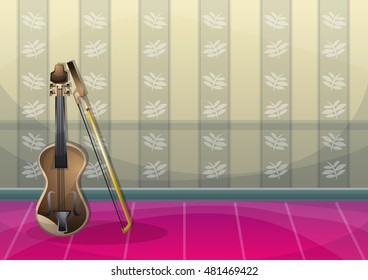 cartoon vector illustration interior music room with separated layers in 2d graphic