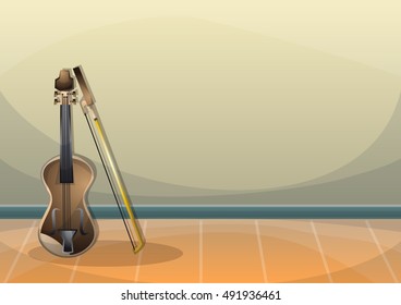 cartoon vector illustration interior music room with separated layers in 2d graphic