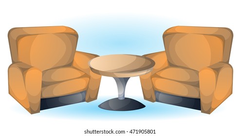 cartoon vector illustration interior office sofa object with separated layers