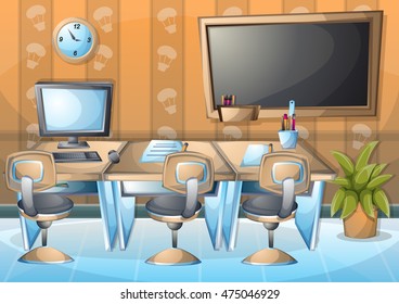 cartoon vector illustration interior office room with separated layers in 2d graphic