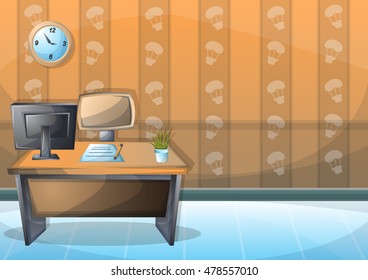 cartoon vector illustration interior office room with separated layers in 2d graphic