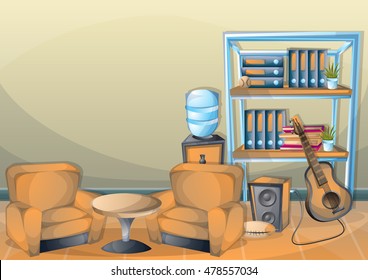 cartoon vector illustration interior office room with separated layers in 2d graphic