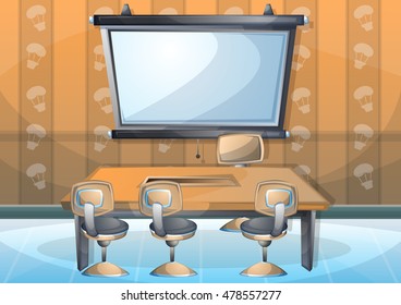 cartoon vector illustration interior office room with separated layers in 2d graphic